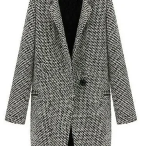 Alternative view of Women's Woolen Coat  Arrive European Female Spring European Leg Houndstooth Windbreaker Jacket Plus Size Long Winter Coat