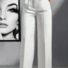 Cross-border  fashion solid color casual high-waist loose work trousers with pockets