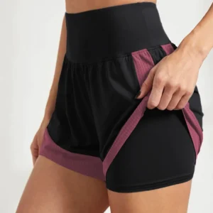 Women's sports shorts, sportswear, double-layer running shorts, 2-in-1 beach shorts, summer gym fitness training, jogging shorts