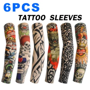 6 PCS Tattoo Sleeve for Men Women Anti-Sunburn Sleeve Elastic
