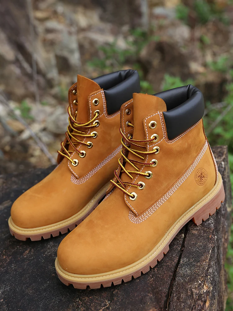 Cowhide Hiking Shoes Men Waterproof Male Motorcycle boots travel sneakers - Image 4