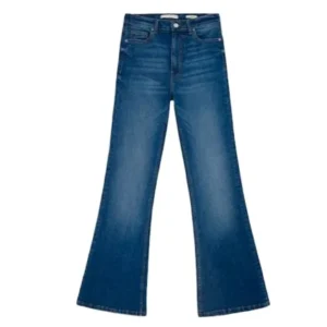 High Quality Customize Dark Blue Women's Denim Pants One Button Baggy Wide Leg Straight Denim Jeans Pants For Women