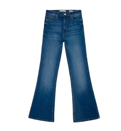 High Quality Customize Dark Blue Women's Denim Pants One Button Baggy Wide Leg Straight Denim Jeans Pants For Women