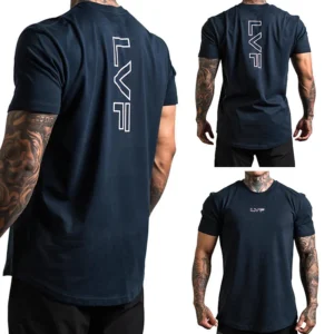 Alternative view of Men's Gym Summer Fitness Sports Short Sleeve T-shirt Fashion Brand Outdoor Bodybuilding Sweatshirt Cotton Casual Tops Clothing