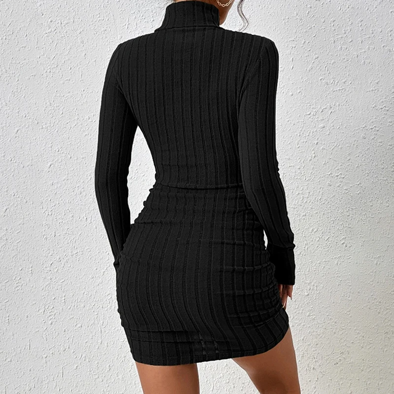 Women Dresses Elegant Party Long Sleeves Sexy Sheath Mini Dresses Bodycon - Image 5