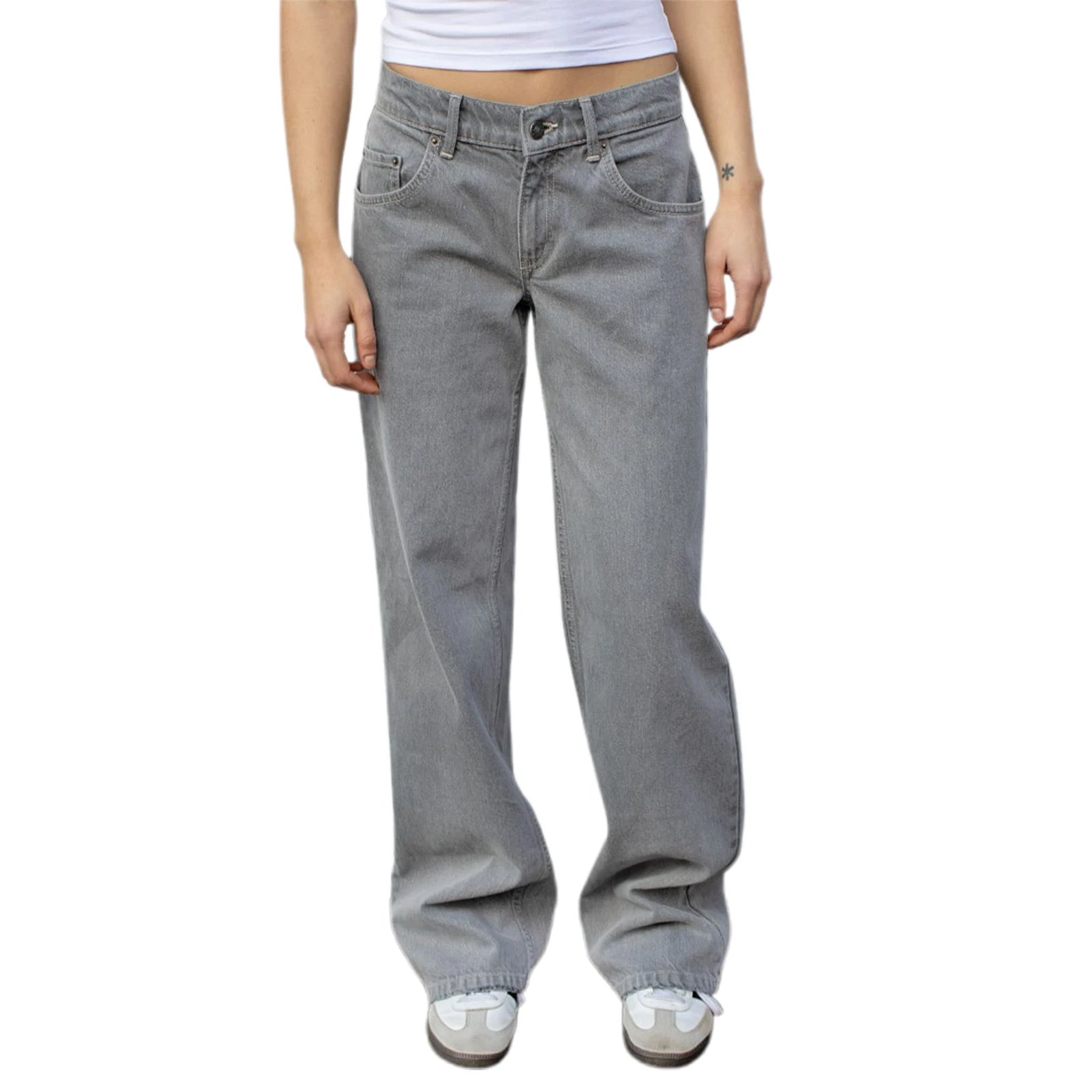 Women Jeans Waist Straight Wide Leg Button Zipper Denim Trousers With Pockets Women's Clothing - Image 12