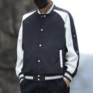 Jacket Men Patchwork American High Street Retro Elegant Sporty Stylish Multi-purpose Loose Casual Windproof Stand-Up Collar Coat