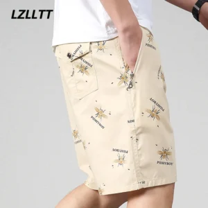 Summer Beach Shorts Men Fashion Print Casual 100% Cotton Shorts Men Plus Size Shorts 5XL Jogging Sweatpants Shorts