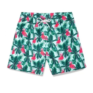 Alternative view of Colorful Hawaiian 3d Print Beach Shorts Men Summer Street Plants Flamingo Short Pants Surf Board Shorts Outdoor Swim Trunks
