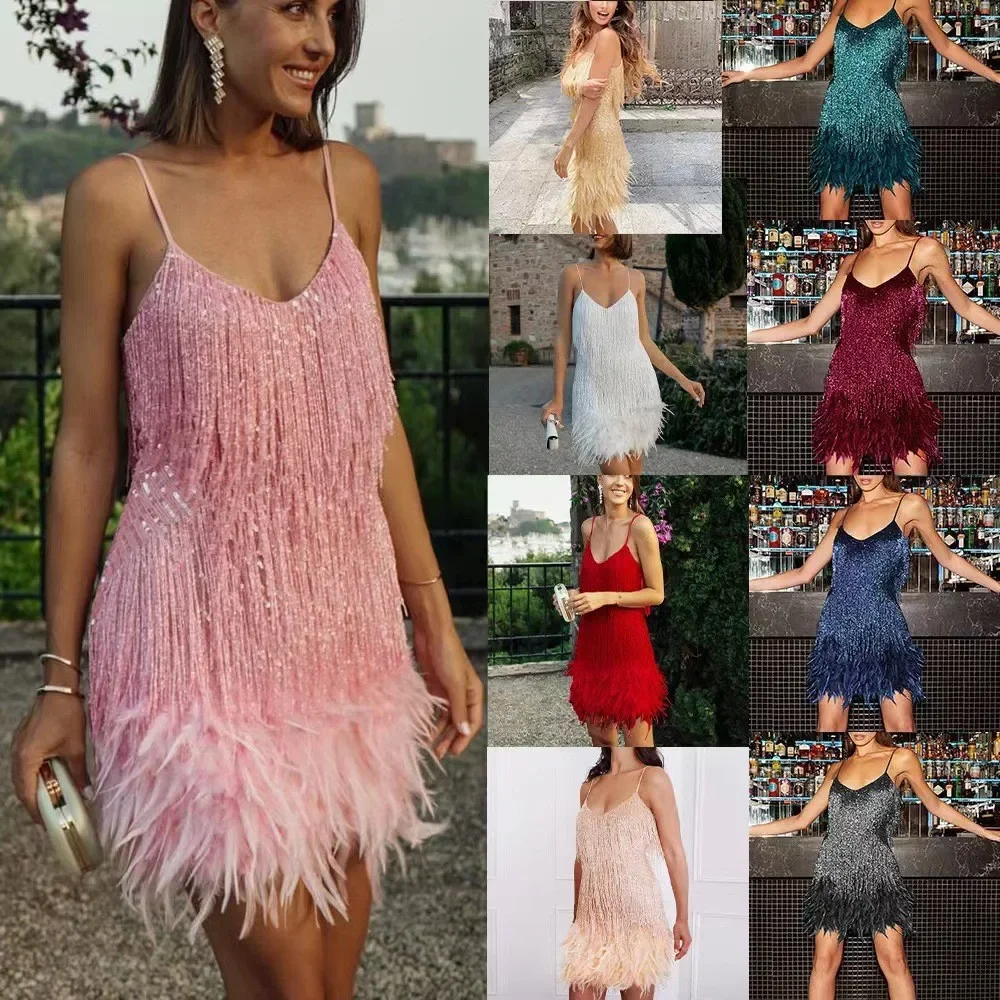 Party Dress Women Clothes Tassel Fringed Sexy Bodycon Dress Club Outfits - Image 6