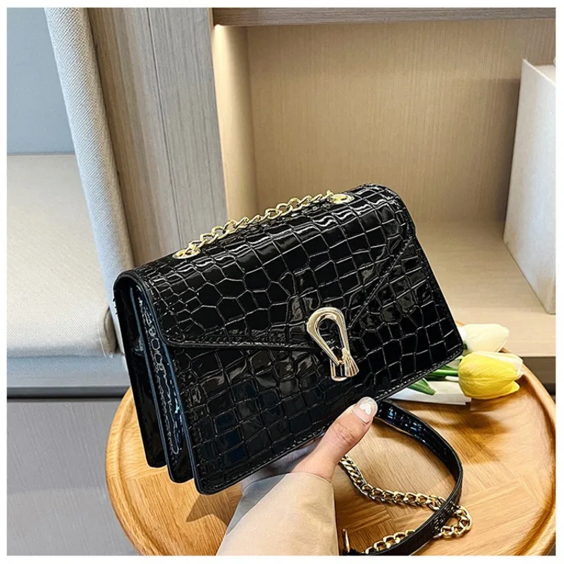 Crocodile Pattern Shoulder Bags For Women Fashion Chains Squre Bag Purse Female - Image 9