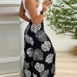 Alternative view of Summer Casual Two Piece Suits Women Sets Solid Cut-out Tank Top and Leg Pants Set Women Clothes