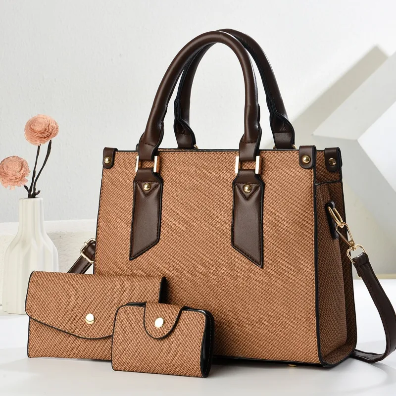 3Piece Set Women Handbag Shoulder Tote Bag Pu Leather Shopping Fashion - Image 5