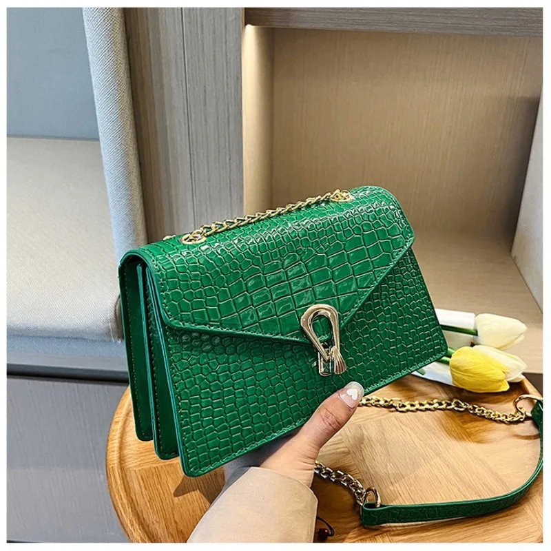 Crocodile Pattern Shoulder Bags For Women Fashion Chains Squre Bag Purse Female - Image 10
