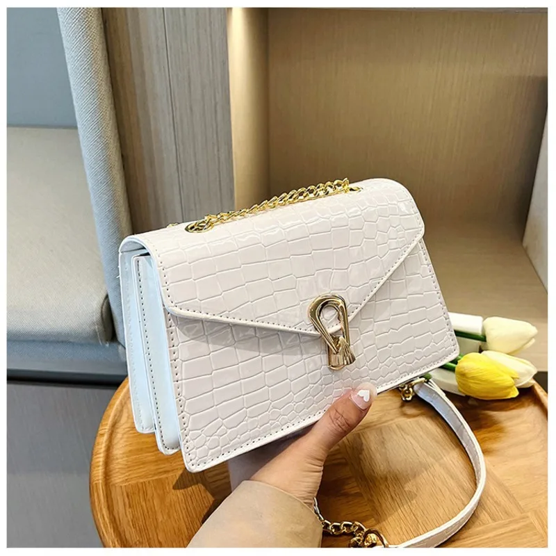 Crocodile Pattern Shoulder Bags For Women Fashion Chains Squre Bag Purse Female - Image 8