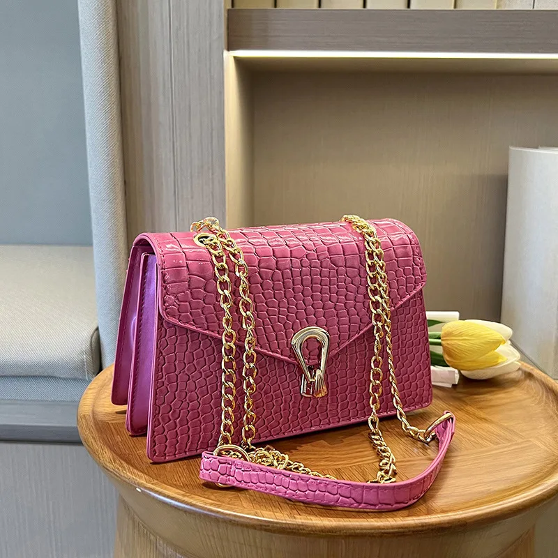 Crocodile Pattern Shoulder Bags For Women Fashion Chains Squre Bag Purse Female