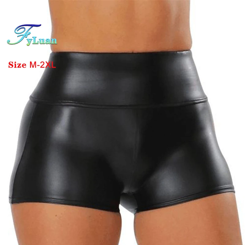 Women's High Waist PU Pants, Elastic Slim Leggings,High Waist Hip Lift Leather Pants, Dance Clubwear Tight Clubwear Mini Shorts - Image 4