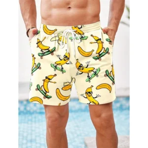 Alternative view of Hip Hop Funny Banana 3D Graphic Men Beach Short Cool Humour Print Design Board Shorts Summer Outdoor Casual Fashion Short Trunk