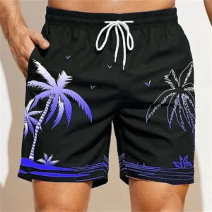 Alternative view of Men's Beach Shorts 3D Print Coconut Tree Pattern Drawstring