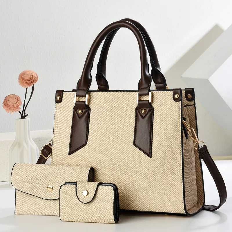 3Piece Set Women Handbag Shoulder Tote Bag Pu Leather Shopping Fashion - Image 4