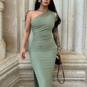 Summer Women' Maxi Dresses Sexy Split Fashion Sleeveless Backless Slim Dress