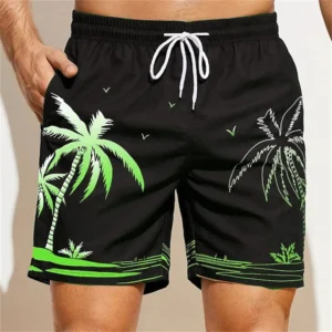 Men's Beach Shorts 3D Print Coconut Tree Pattern Drawstring