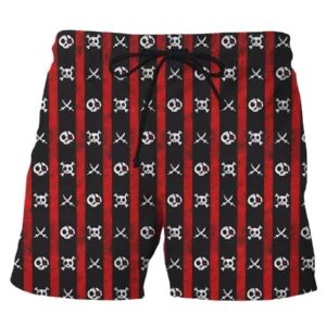 Alternative view of Men's Hawaiian Swim Trunks 3D Skull Print Beach Shorts Quick Dry Outdoor Leisure Sports Shorts Swimwear Fashion Men's Shorts