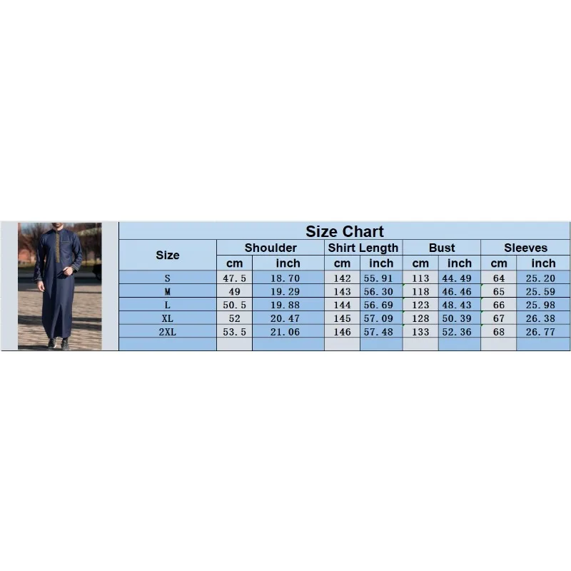 Men Clothing Muslim Fashion Abaya Long Sleeve - Image 2