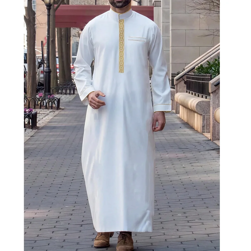 Men Clothing Muslim Fashion Abaya Long Sleeve - Image 5