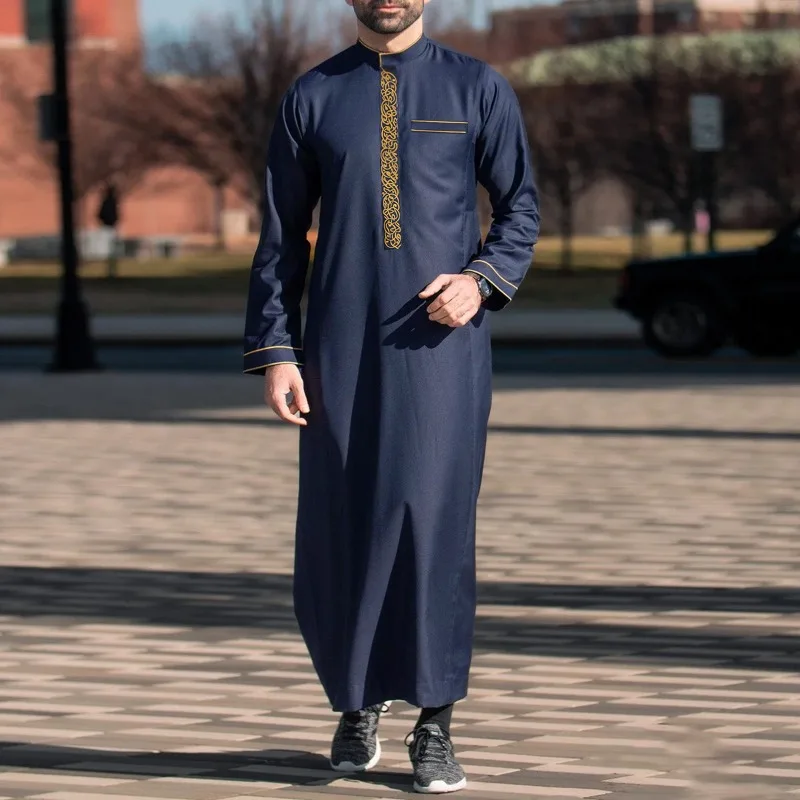 Men Clothing Muslim Fashion Abaya Long Sleeve - Image 3