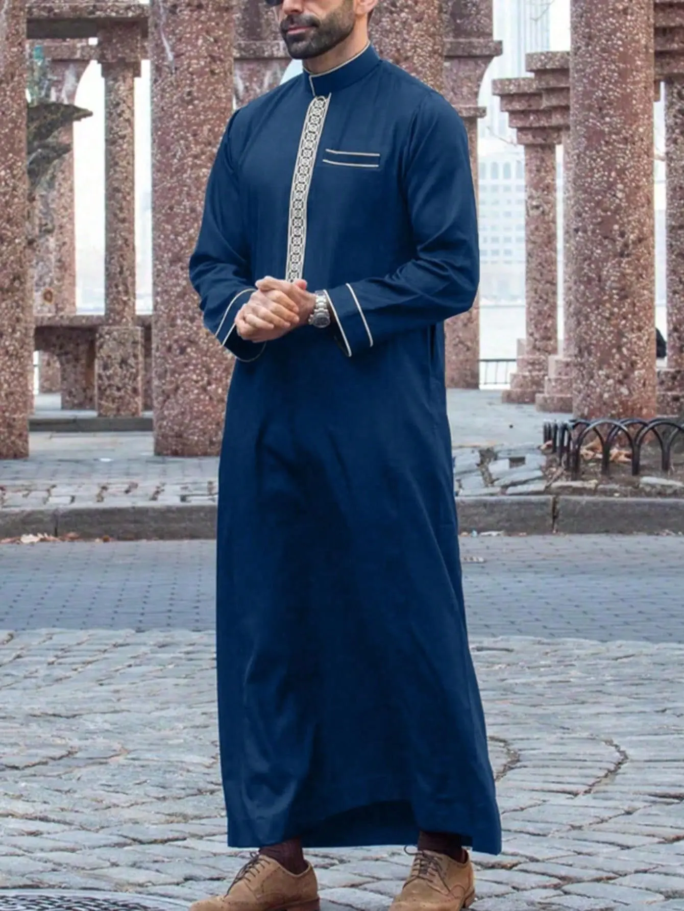 Men Clothing Muslim Fashion Abaya Long Sleeve - Image 8