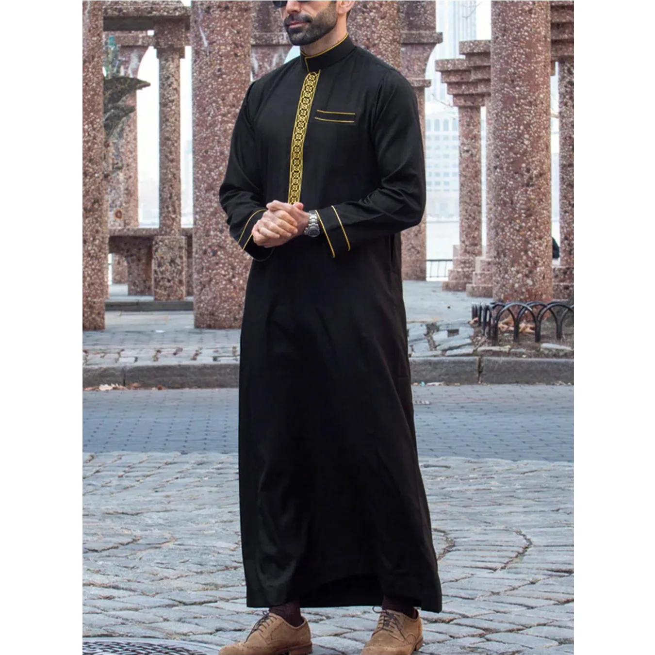 Men Clothing Muslim Fashion Abaya Long Sleeve - Image 10