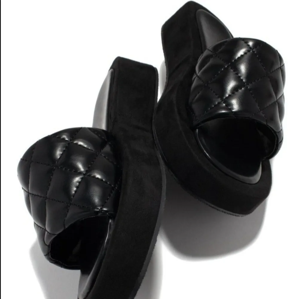 Women Fashion Slippers Modern Sexy Elegant Design Slides White Black Summer Sandals Indoor Outdoor Non-slip Soft Soles Platform - Image 5