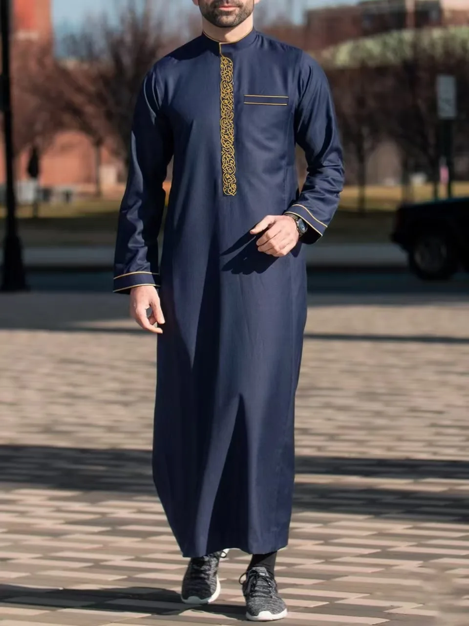 Men Clothing Muslim Fashion Abaya Long Sleeve - Image 6