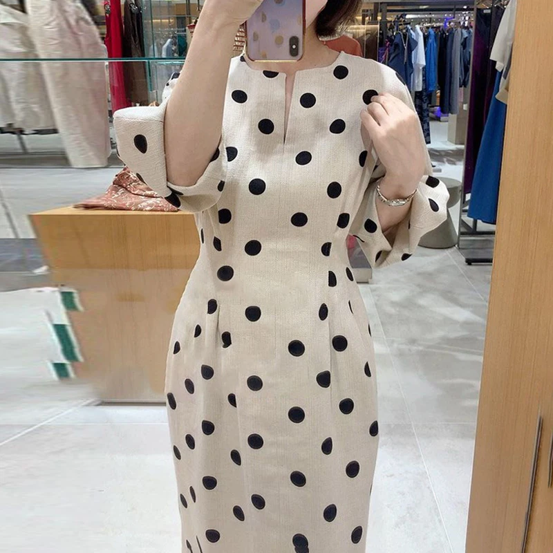 ZANZEA Autumn Elegant Dress Women 3/4 Sleeve Dots Print Vestidos - Image 4