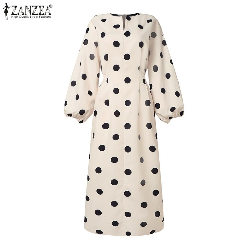 ZANZEA Autumn Elegant Dress Women 3/4 Sleeve Dots Print Vestidos - Image 5