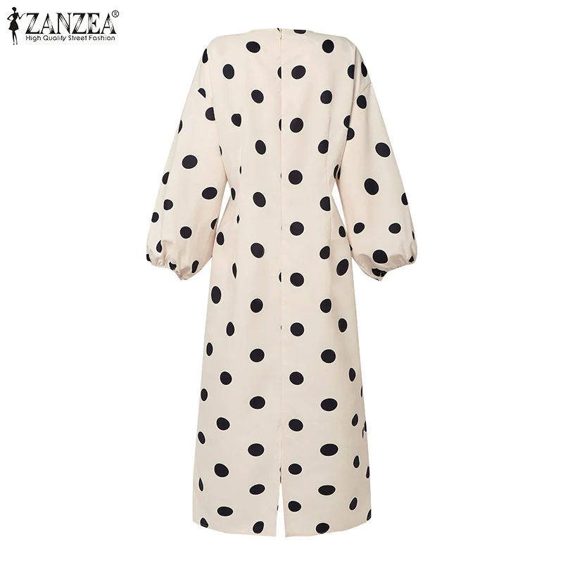 ZANZEA Autumn Elegant Dress Women 3/4 Sleeve Dots Print Vestidos - Image 6