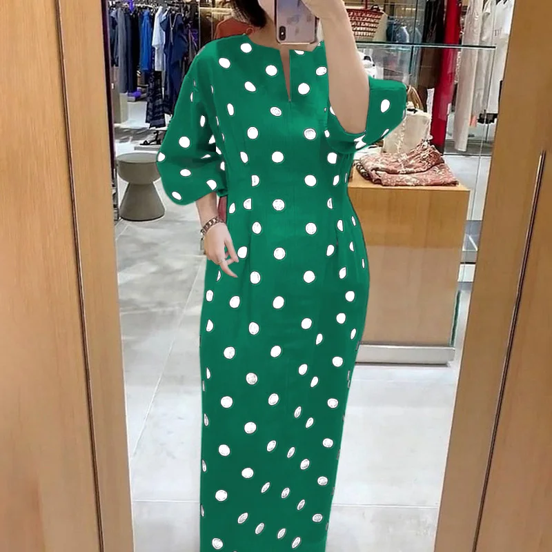 ZANZEA Autumn Elegant Dress Women 3/4 Sleeve Dots Print Vestidos - Image 3